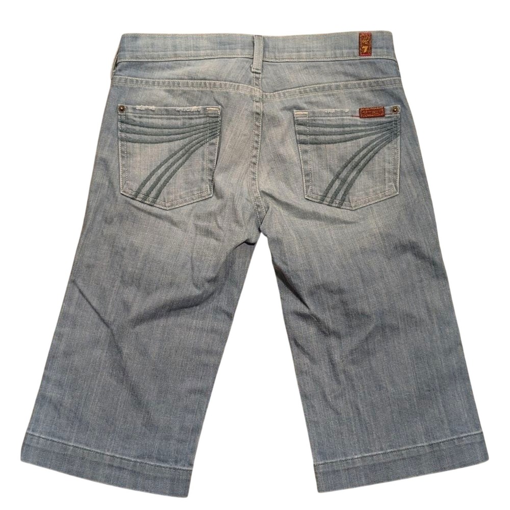 7 For All Mankind Womens 26 Dojo Short Jeans Light Wash Denim Bermuda Made USA